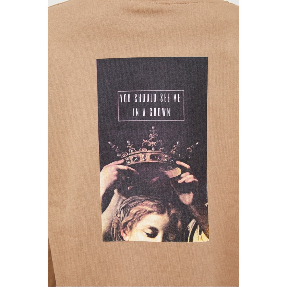 Pullover Hoodie Women Fleece Tan Sweatshirt - Picture 6 of 6